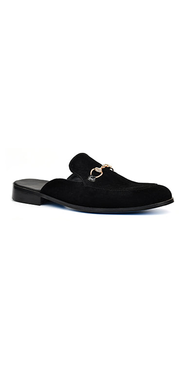 Black Out Velvet Back Open Zapata Shoes humyaunalamgir