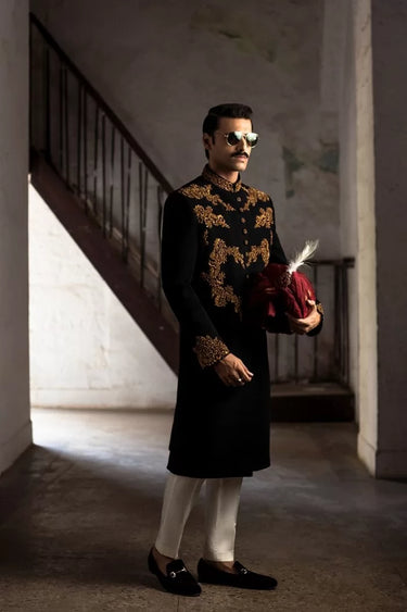 Armani Sherwani Featuring Handwork In Black S