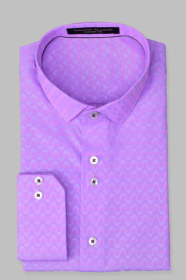 Lavender Coloured Printed Shirt Semi Formal humyaunalamgir S