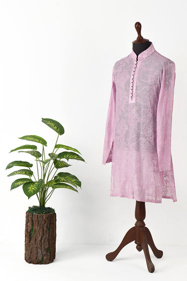Pink embosed kurta pajama HumayunAlamgir