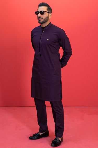 Burgundy Stretchable Cotton Kurta Pajama Humayun Alamgir S