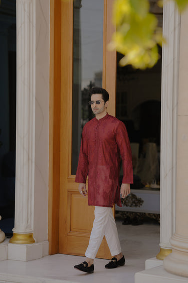 Crimson Red Kurta Pajama HumayunAlamgir