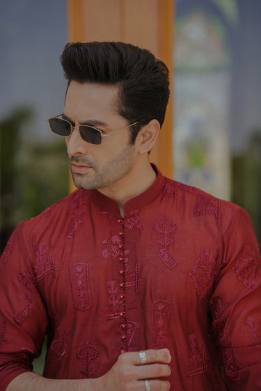Crimson Red Kurta Pajama HumayunAlamgir