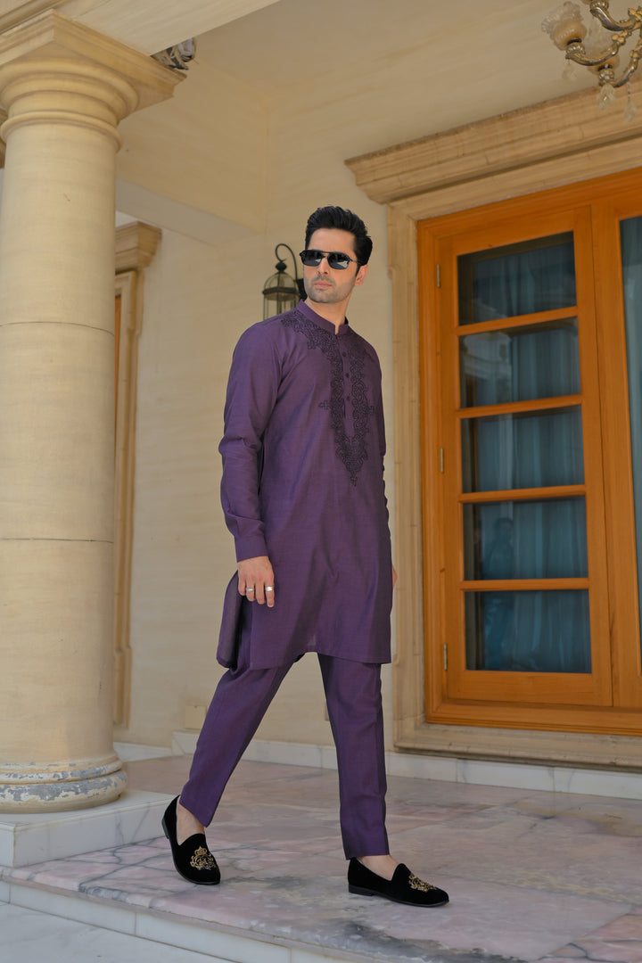 Purple Shamray Cotton Kurta Pajama