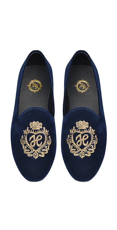 Navy Blue Velvet Pumps Shoes humyaunalamgir