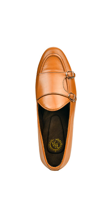 Tan Brown Double Strap Monk Shoes humyaunalamgir