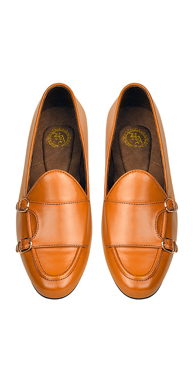 Tan Brown Double Strap Monk Shoes humyaunalamgir