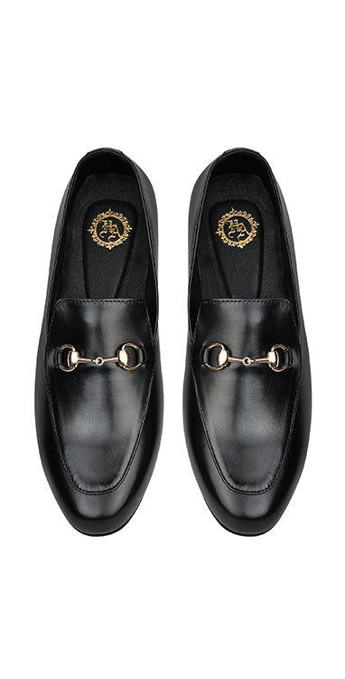 Black Burnish Leather Moccasin Shoes humyaunalamgir