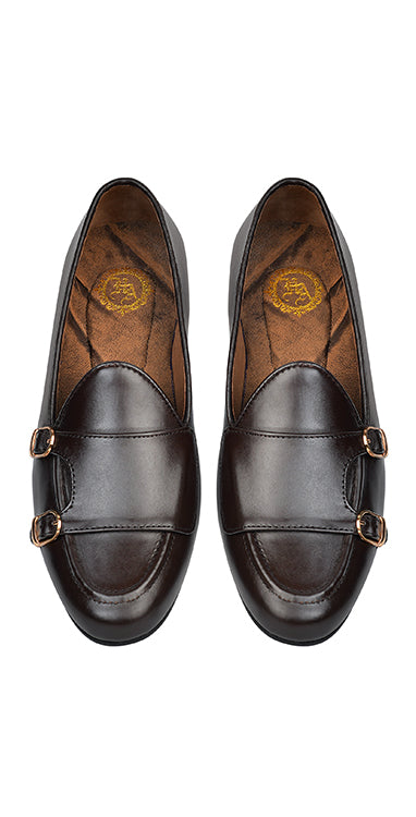 Dark Brown Double Strap Monk Shoes humyaunalamgir
