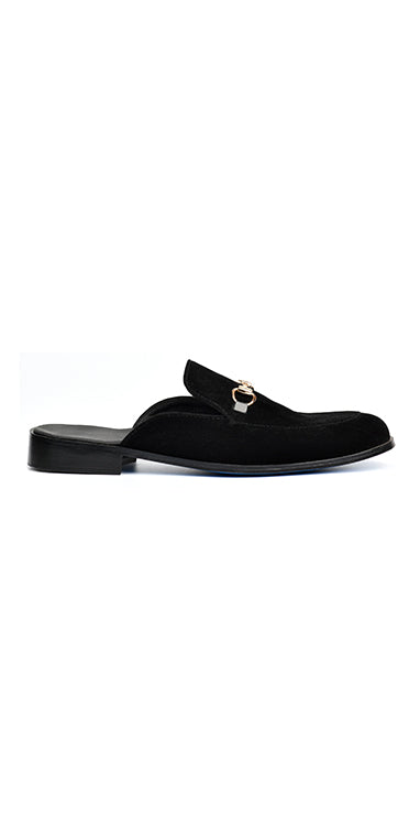 Black Out Velvet Back Open Zapata Shoes humyaunalamgir