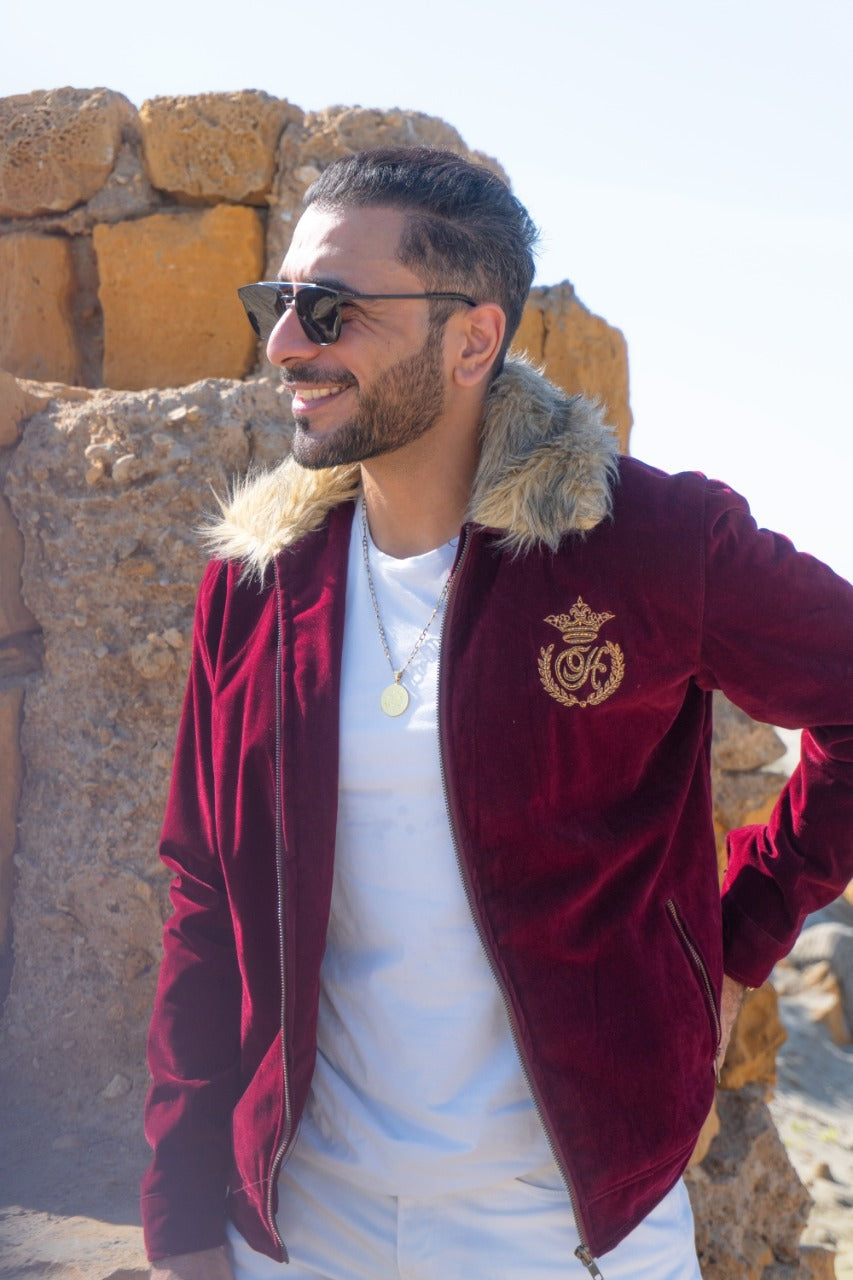 Maroon Velvet Jacket HumayunAlamgir