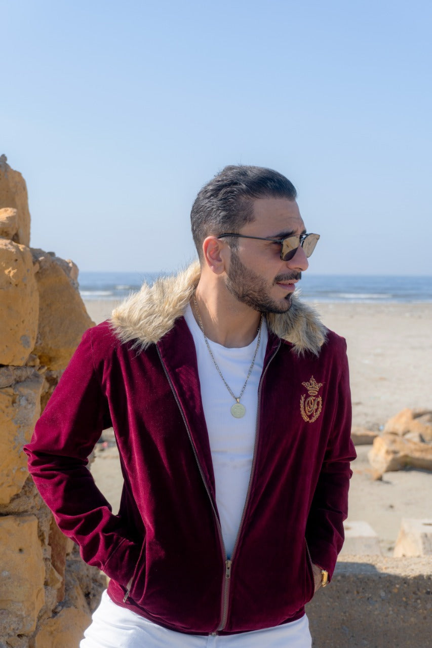 Maroon Velvet Jacket HumayunAlamgir