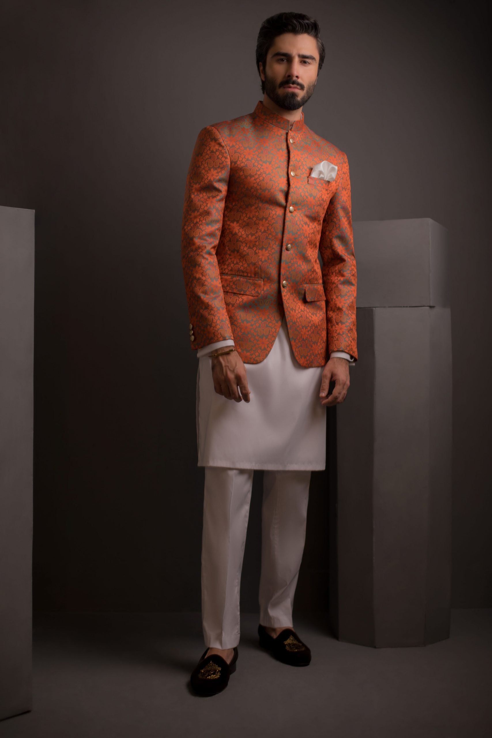 Orange Self Jamawr Prince Coat