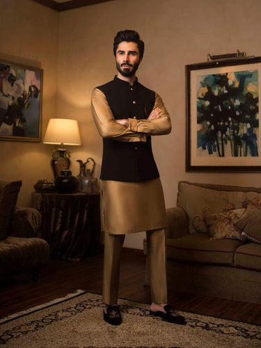 Black Waist Coat humyaunalamgir S Wasit Coat